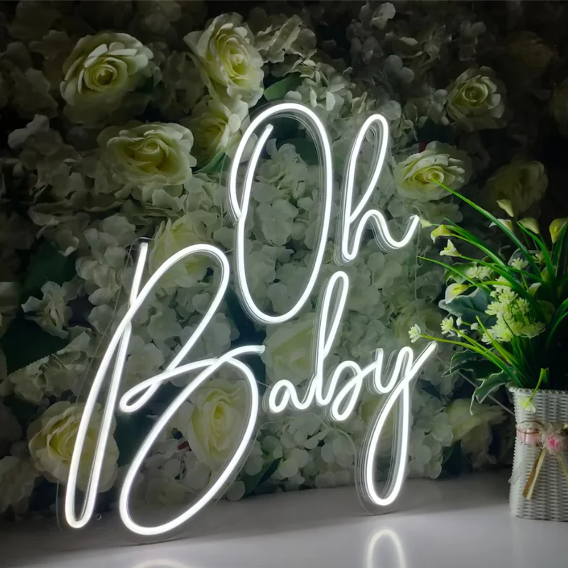 Oh Baby Neon Signs Custom Baby Shower Gender Reveal Party Wedding Flex Led Text Light Neon Led Home Room Birthday Decoration