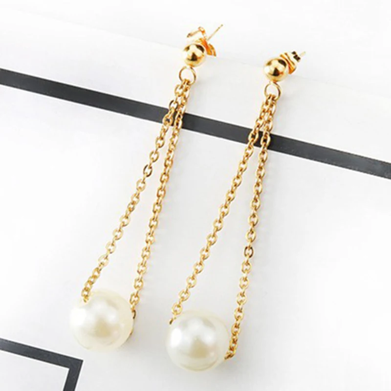 

European And American Fashion Simple Single Pearl Pendant Earrings Elegant High-end Creative Retro Long Ladies Jewelry Wholesale