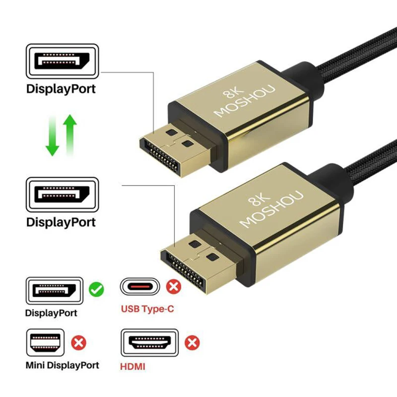 2022 New DP 1.4 Cables Displayport to DP to mini DP Support 8K 60Hz 4K 144Hz/120Hz 2K 165Hz 32.4Gbps HDR video cable images - 6