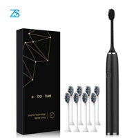 zs smart time usb rechargeable ipx7 washable 5 modes gum care sonic electric toothbrush adult with 8 replacement brush heads