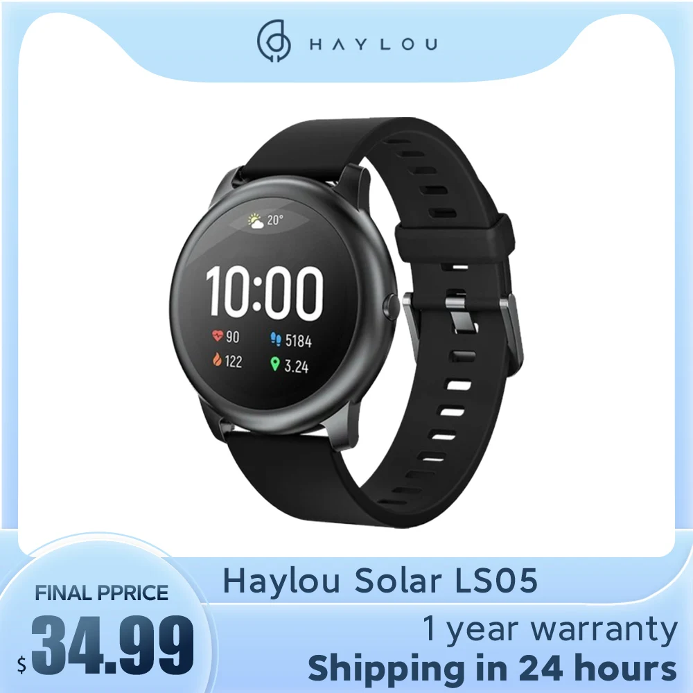 

Youpin Haylou Solar LS05 Smart Watch Sport Smartwatch Metal Heart Rate Sleep Monitor IP68 Waterproof iOS Android Global Version