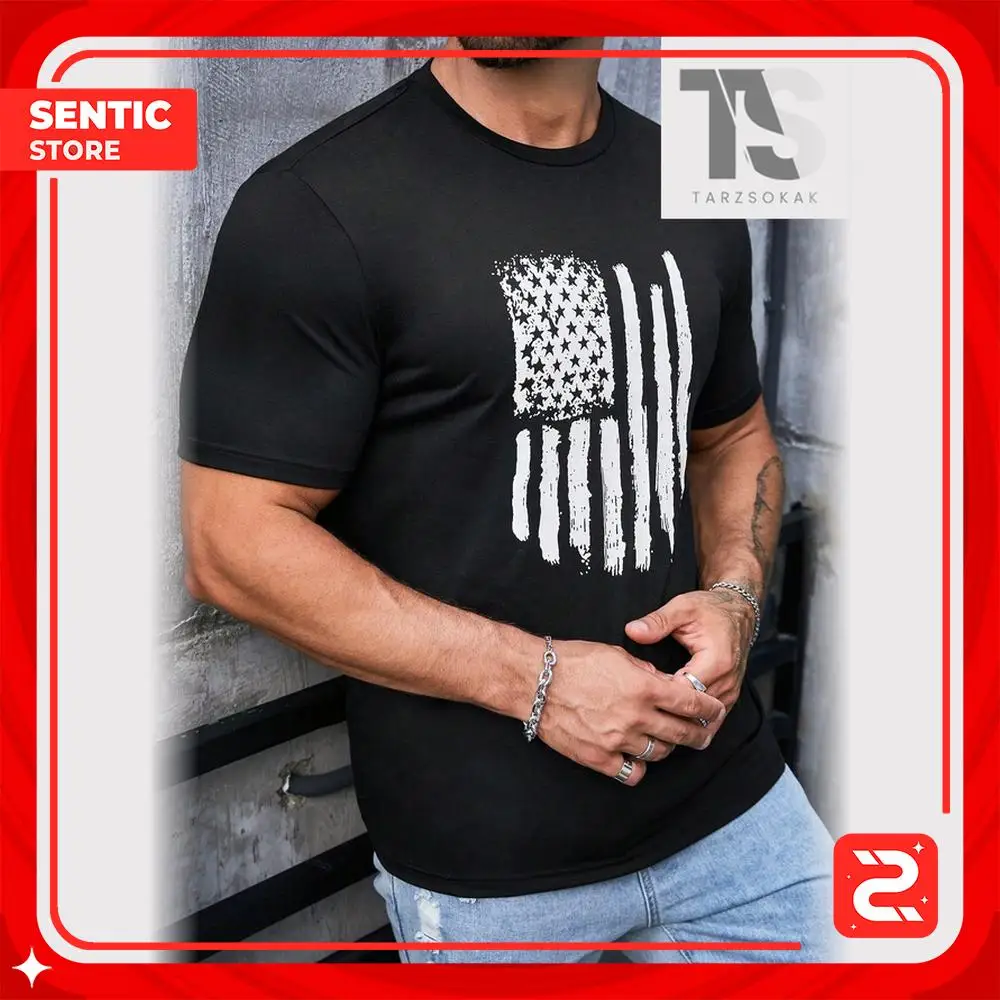 Мужская футболка с принтом американского флага