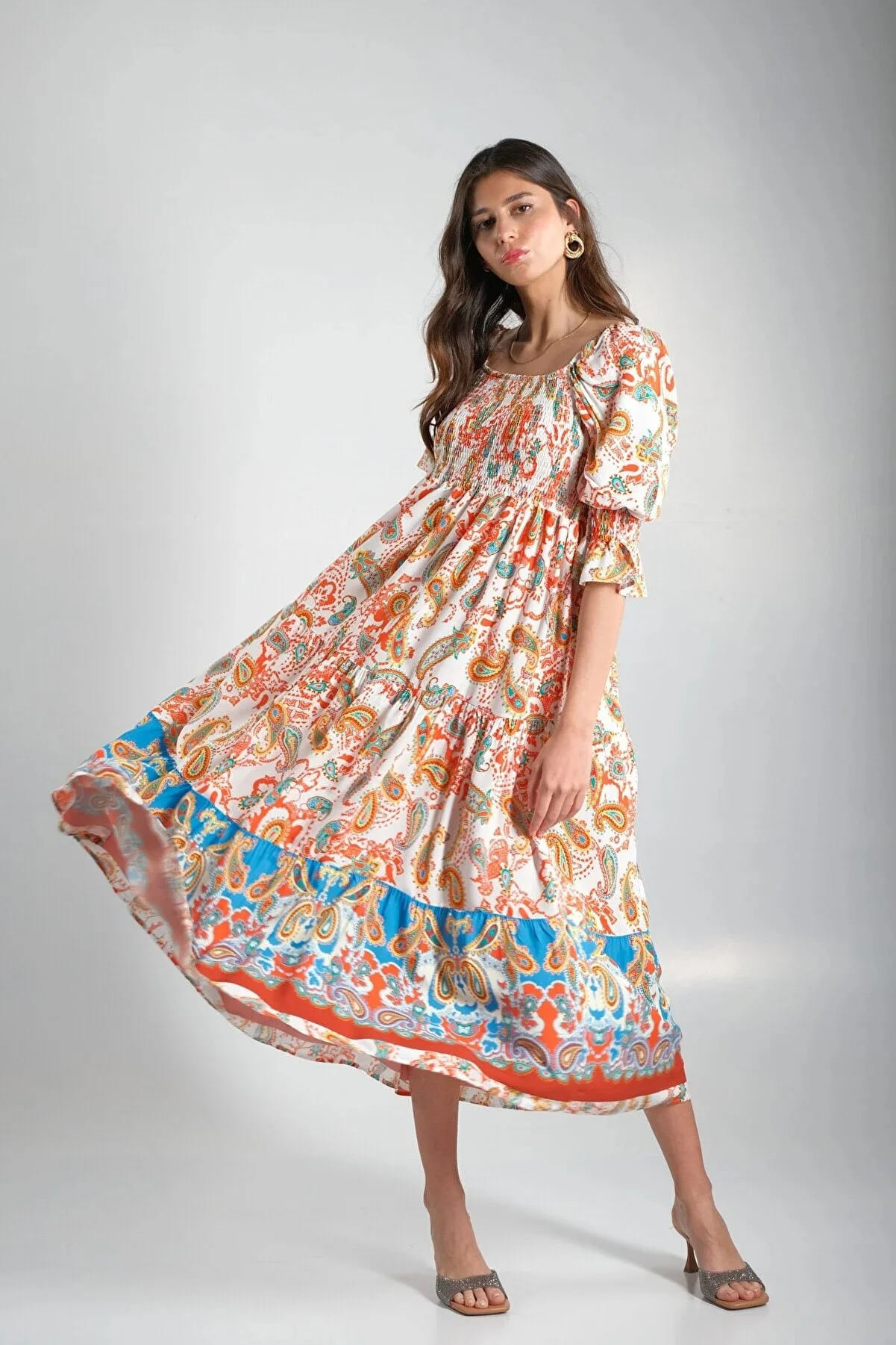 

Women Gipeli Midi Summer Below Knee Length 123 cm Dress-BNT894