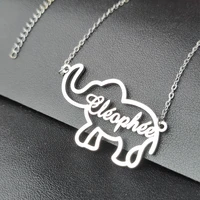 custom name necklace personalized stainless steel choker for women lovers elephant pendant nameplate gothic jewelry