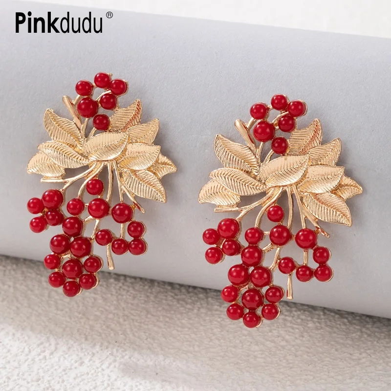 

Pinkdudu простые серьги-капли с инкрустированными листьями жемчугом модные милые серьги из сплава для женщин ювелирные изделия подарки PD772