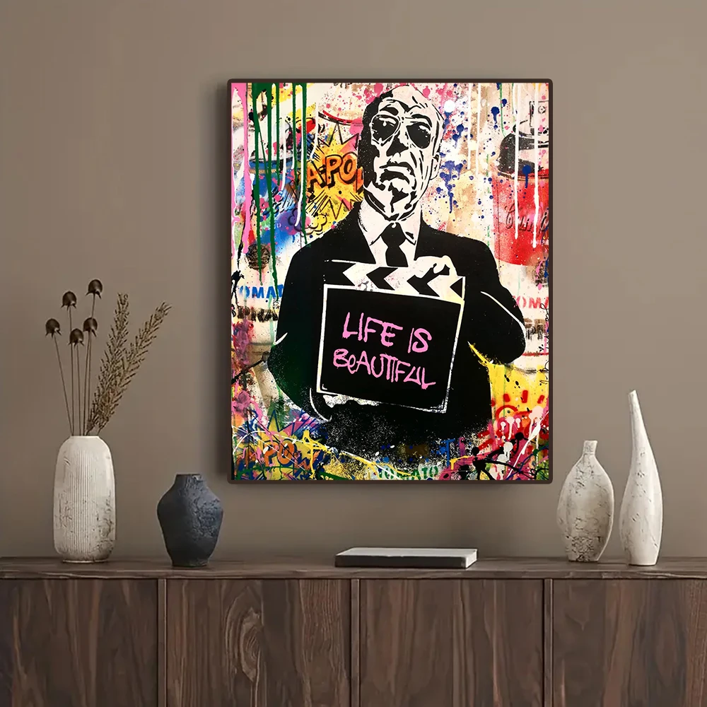 

Interesting Brainwashing Mr. Hitter Graffiti Art Banksy Style Poster Canvas Prints Living Room Corridor Home Decoration Painting