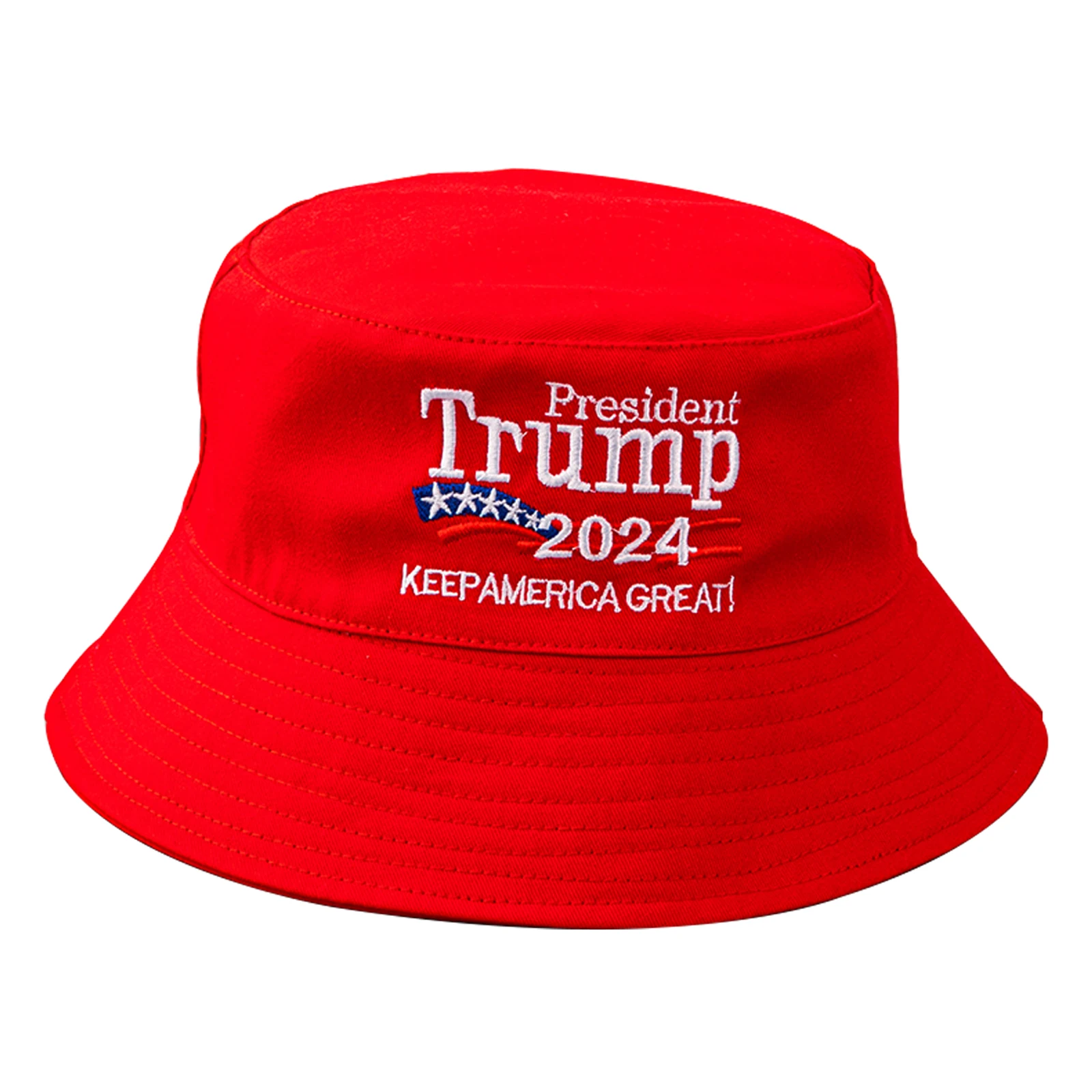 2024 Шляпа-панама Трампа красная с вышивкой флага Keep America Great USA