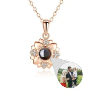 dascusto photo projection necklace custom personalized picture projection sunflower pendant necklaces for women keepsake jewelry
