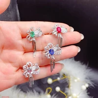 premium jewelry 100 natural gemstones 925 sterling silver sapphire emerald ruby ladies ring girl gift party marry got engaged