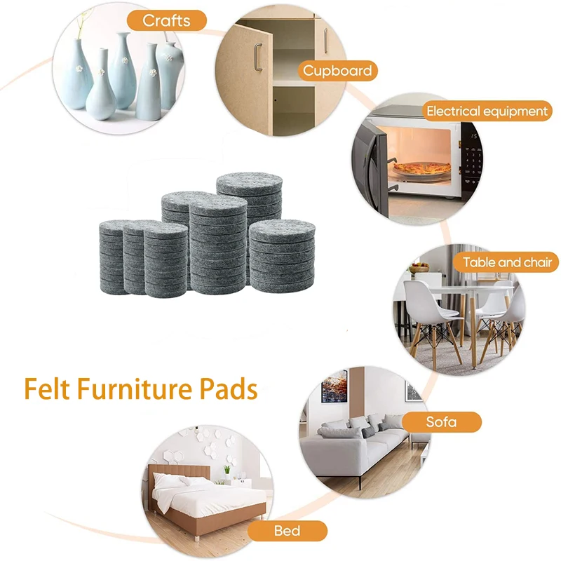 

66/68/72pcs Felt Furniture Pads Thicker Round Protects For Floor Hard Surface Anti Skid Scratch Tabs Leg Anti-Slip Pad