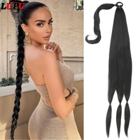 lupu synthetic braided ponytail extensions long black hairpiece wrap around pony tail with hair tie womens heat resistant fiber