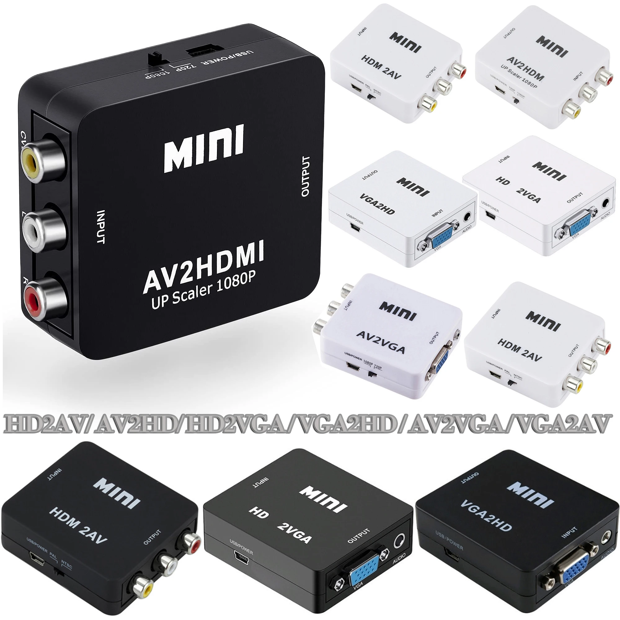 RCA to HDMI AV to HDMI Converter AV2HD 1080P CVSB L/R Output Video Box Adapter PAL/NTSC for TV/PC/ PS3/ STB/Xbox VHS/VCR/BlueRay
