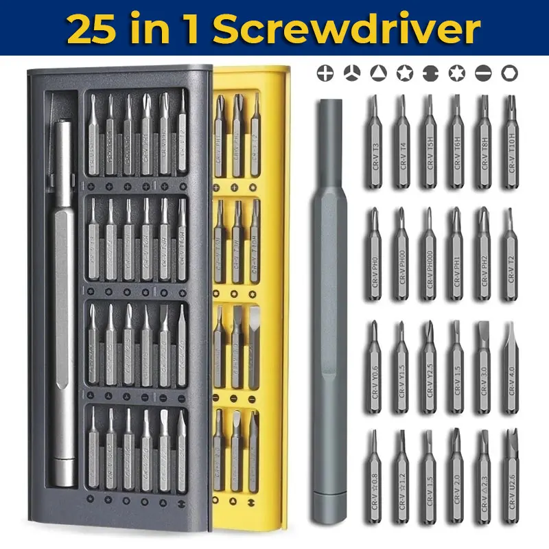 

25 in 1 Screwdriver Set Precision Magnetic Dismountable Torx Screwdriver Kit For PC Phone Camera Watch Household Hand Tools