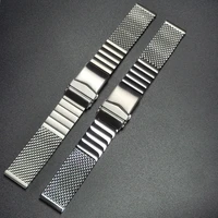 20mm 22mm stainless steel strap fit for most flat interface clock bamboo shark mesh integrated watch replacement accessories
