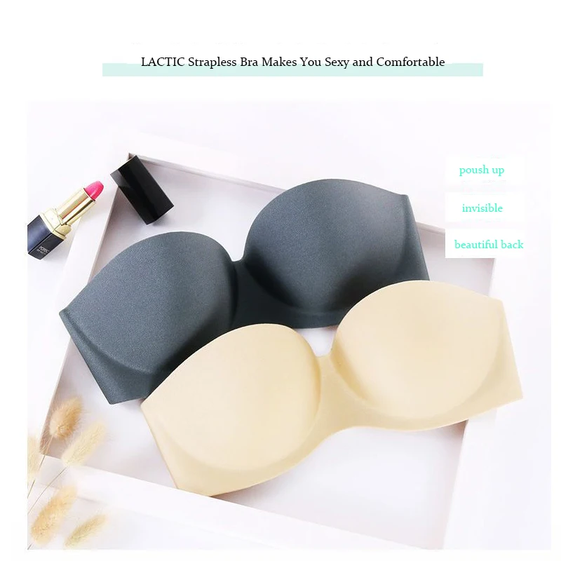 Bras For Women New Glossy Sexy Bras Invisible Push Up Bra Backless Strapless Bra Wedding Dress Half Cup Non-Slip Strapless Bra