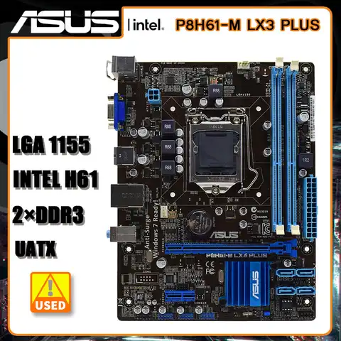 Материнская плата LGA 1155 ASUS P8H61-M LX3 PLUS Intel H61 DDR3 PCI-E 2,0 SATA II USB2.0 uATX материнская плата для Core i5-2500 cpu