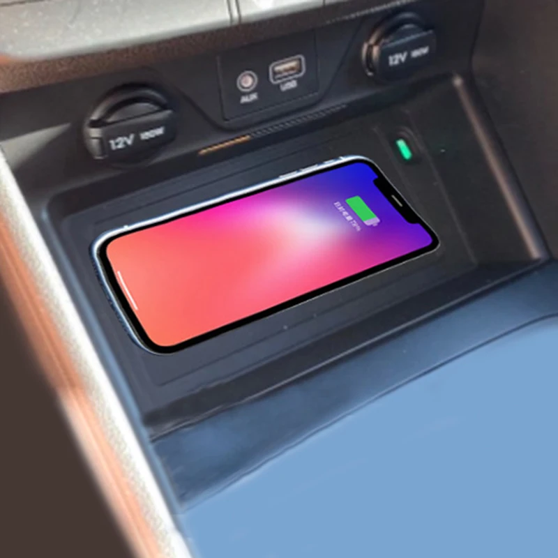 

Leamore Car Accessories Batter Charging 10W/15W For TUCSON 2016-2018 Fast Wireless Charger For QI Mobile Phone