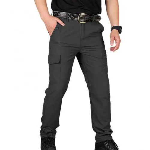 Pantalones de carga transpirables para hombre, pantalón informal, resistente al agua, con bolsillos de Color sólido, de secado r
