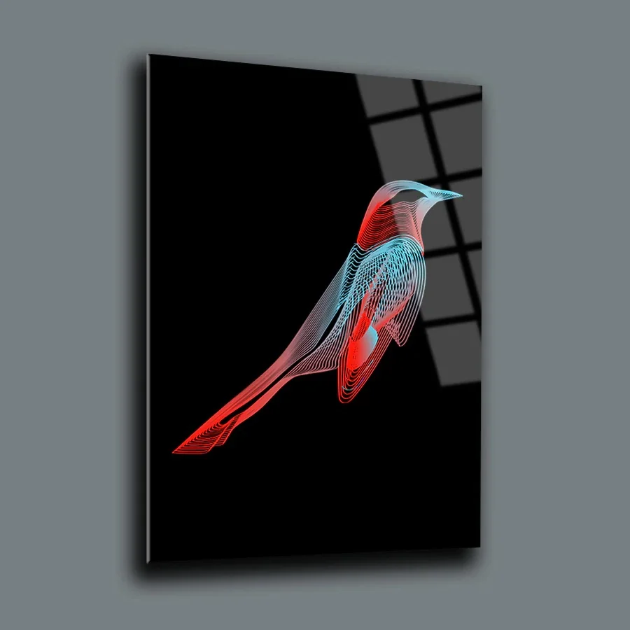 

Sparrow Decor, Glass Wall Art, Frameless Free Floating Tempered Glass Panel, Home Office Living Room Decoration,