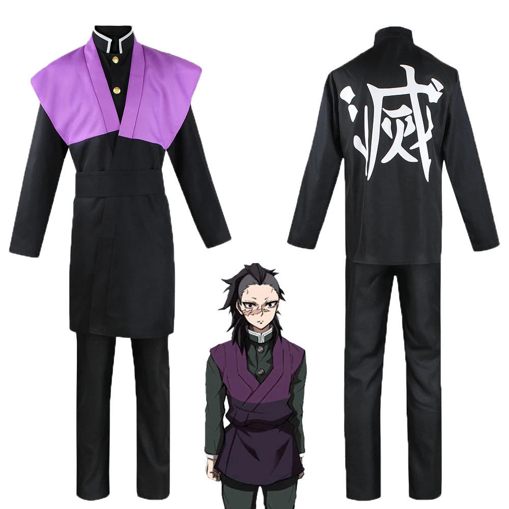 

Anime Demon Slayer Cosplay Costume Genya Shinazugawa Kimetsu No Yaiba Kisatsutai Team Uniform Shirt Pants Clothes Set