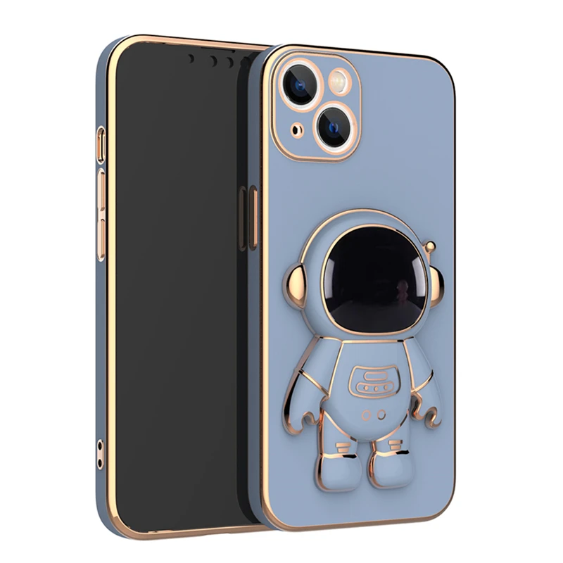 

Plating astronaut stand holder case For iphone 11 12 13 Pro Max x xr xs max 7 8plus Glass Camera protector film cover