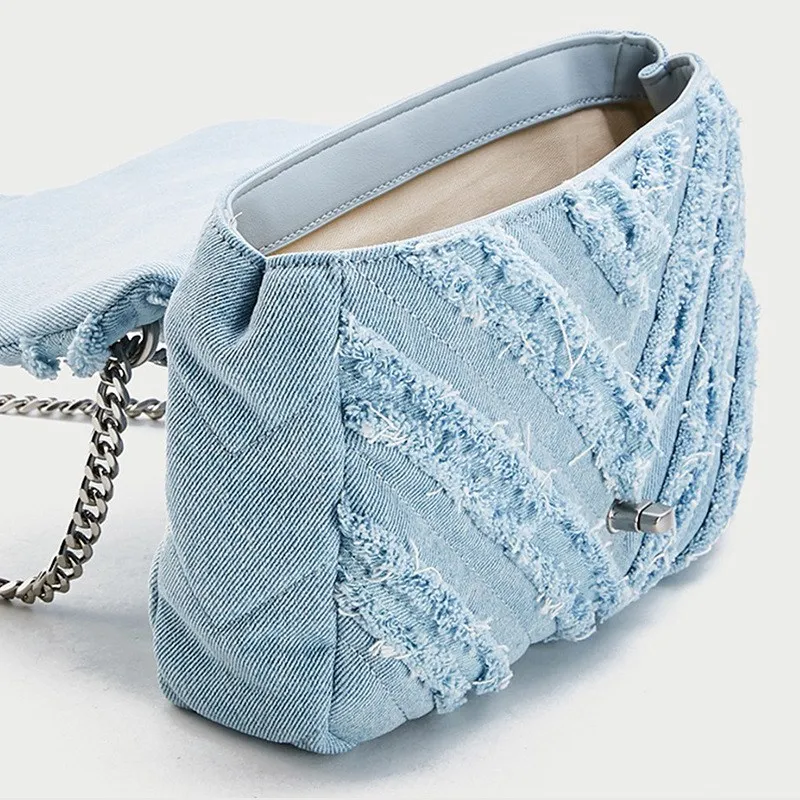 Офисная джинсовая квадратная сумка в клетку для работы модная женская через