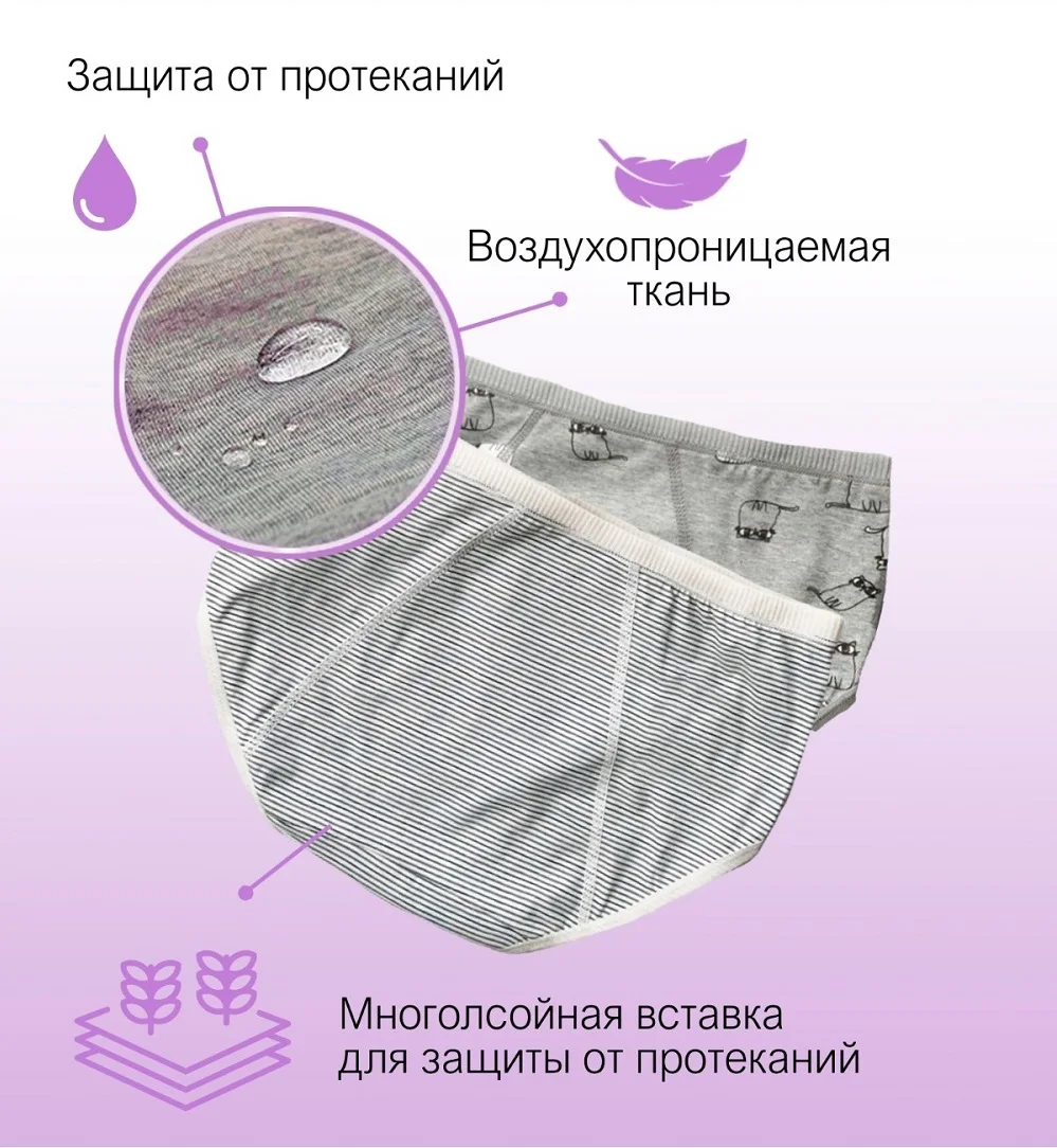 выдиления на трусиках Многоразовы трусы для месячных набор 3 шт. Трусик для менструации.Хлопок .  | AliExpress