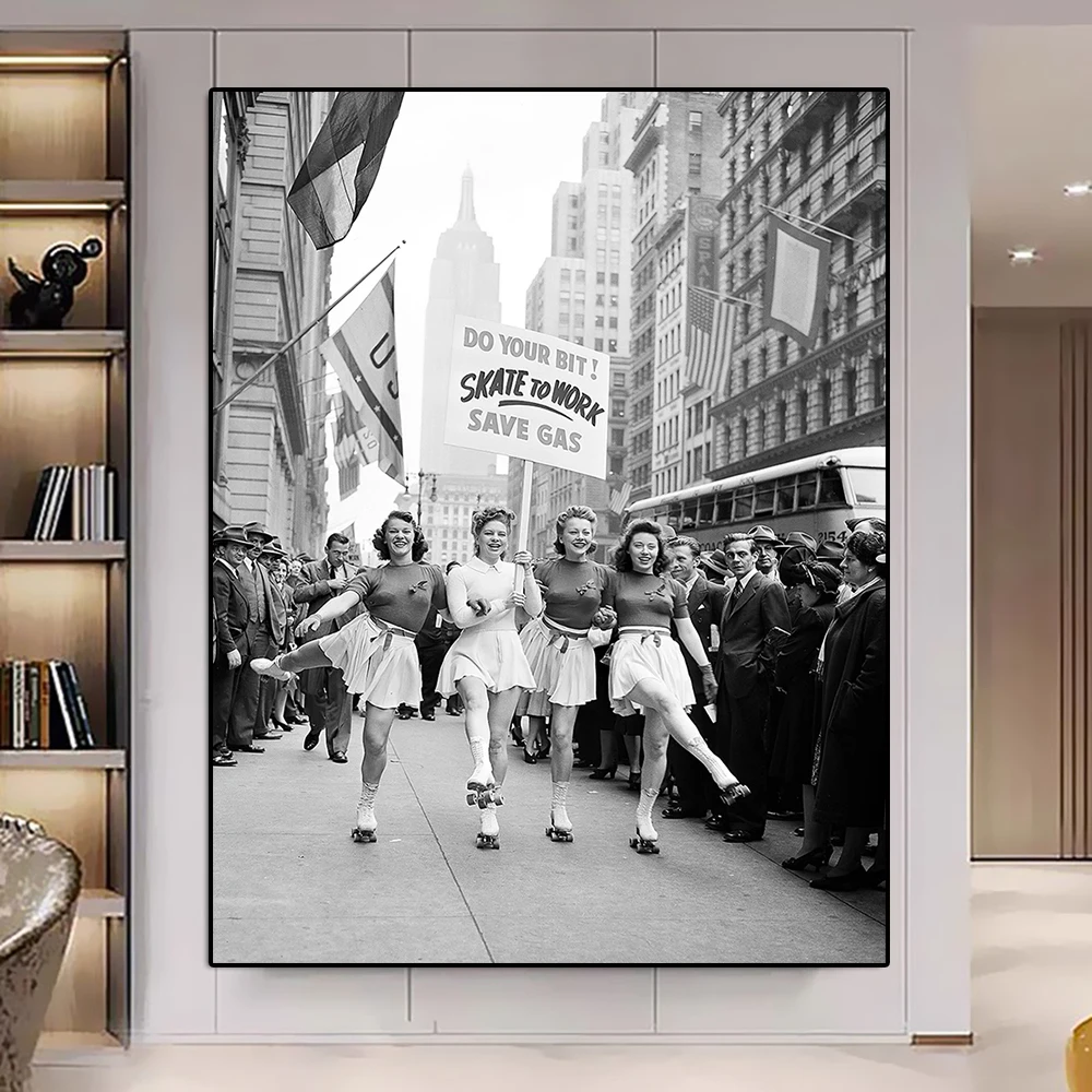 ВИНТАЖНАЯ фотография 1940-х годов печать скейт для работы ролики Вторая мировая