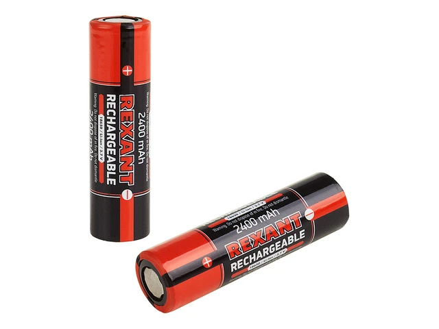 Аккумулятор Rexant 18650 unprotected Li-ion 2400 mAH 3.7 В  упак= 2 шт Блистер (30-2010-05) (REXANT) (art.: 3920bccfb8586) - 3920bccfb8586