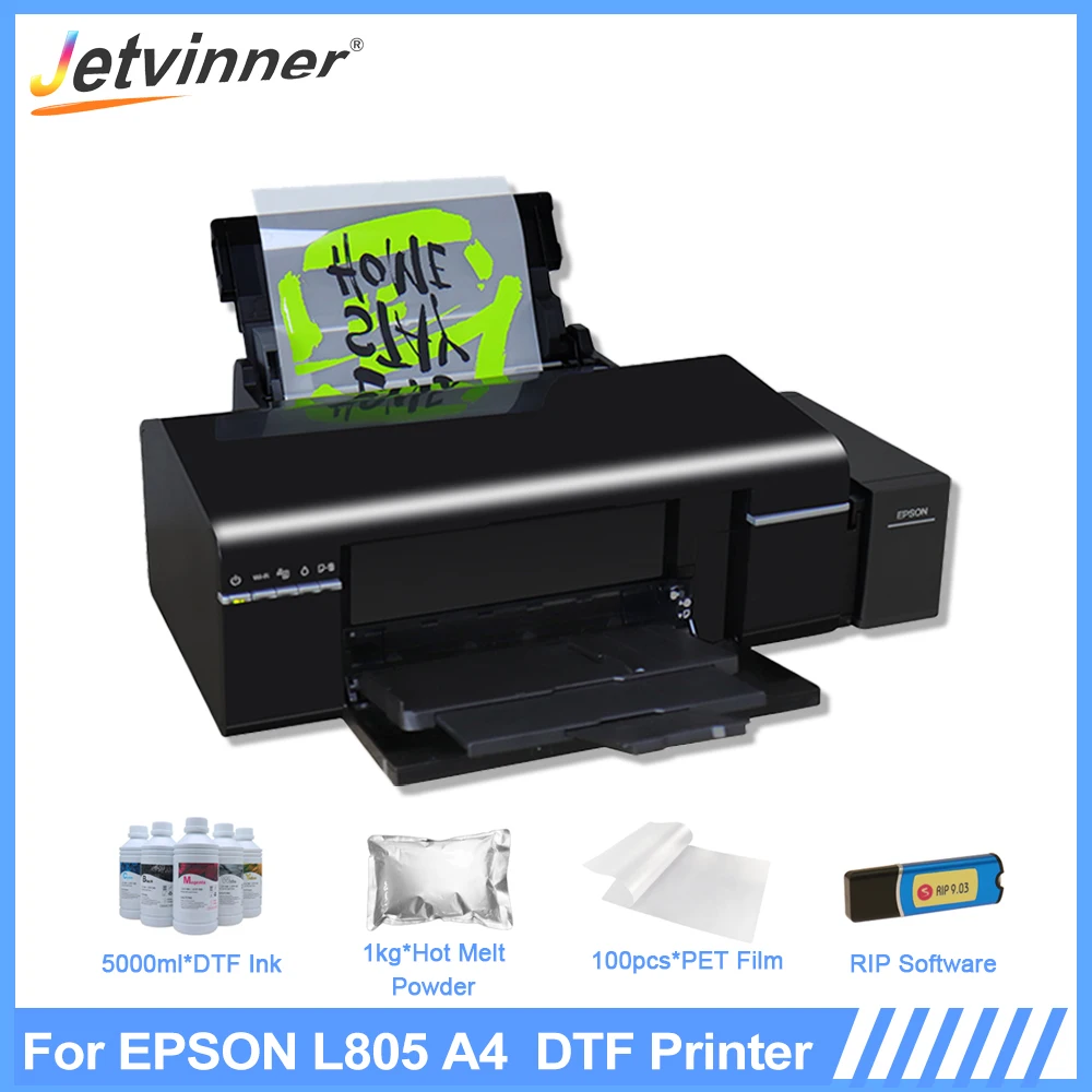 

A4 DTF Printer With DTF Ink PET Film Hot Melt Powder For Epson L805 Printer For Tshirt Clothes Printing Machine