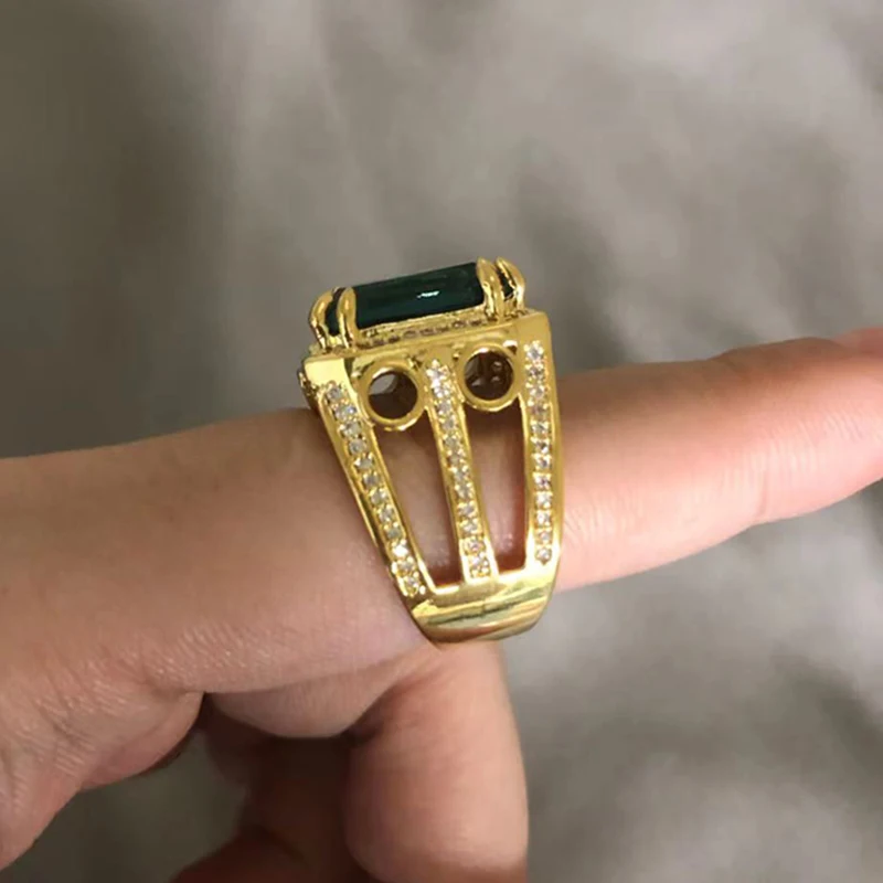 HOYON 18K золото цвет натуральный сапфир стиль кольцо для мужчин 925 ювелирные изделия