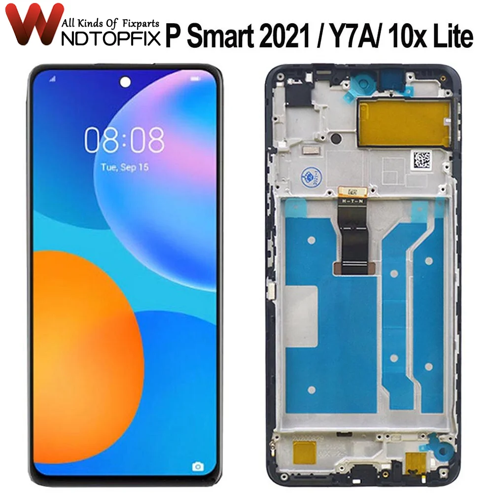 ЖК-дисплей 6,67 дюйма для Huawei P smart 2021 Y7A, ЖК-экран с сенсорным дигитайзером в сборе для Honor 10x Lite, ЖК-дисплей с рамкой