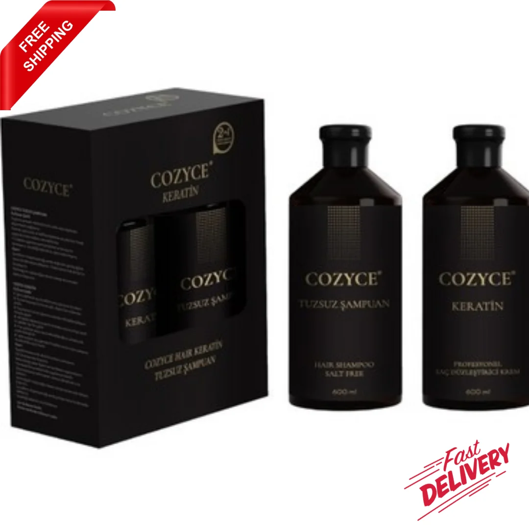COSYCE Unsalted Shampoo 600 Ml + Brazilian Blowing Keratin 600 Ml Hair Straightener Repair Keratin-Damaged Hair Set For