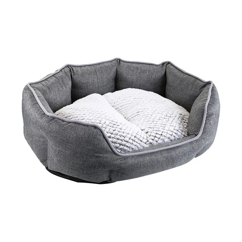 

Luxury Dog Kennel Plush Warm Pet Bed Detachable Breathable Cat Nesk Sleeping Cushion French Bulldog Lounger Fluffy Accessories