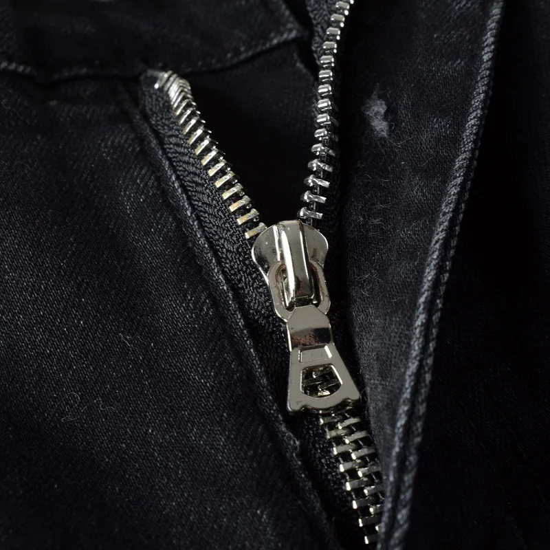 2022 New Arrivals Black Men's Fashion Slim Fit High Streetwear Trip Snake Pencil Skinny Stretch Destroyed Holes Ripped Jeans