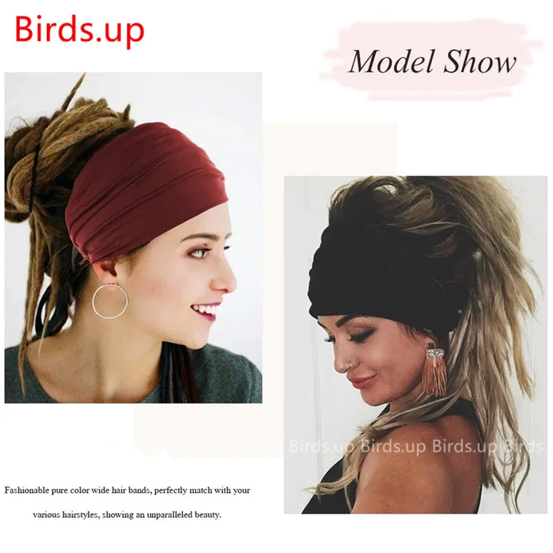 Тюрбан головной убор однотонная широкая повязка на голову с узлом для женщин