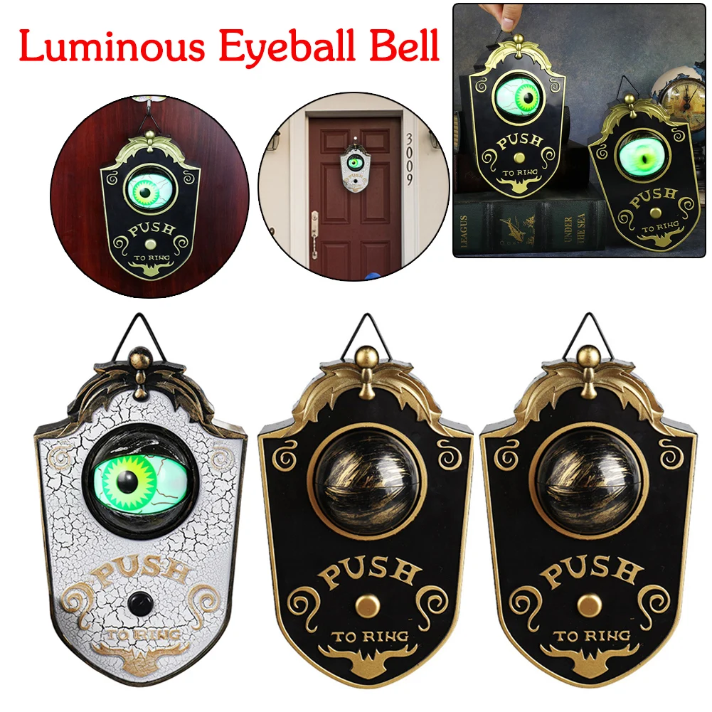 

Luminous Hanging Doorbell Haunted Decorations Glowing Doorbell Horror Props Creepy Eyes Doorbell with Sound Lights for Halloween