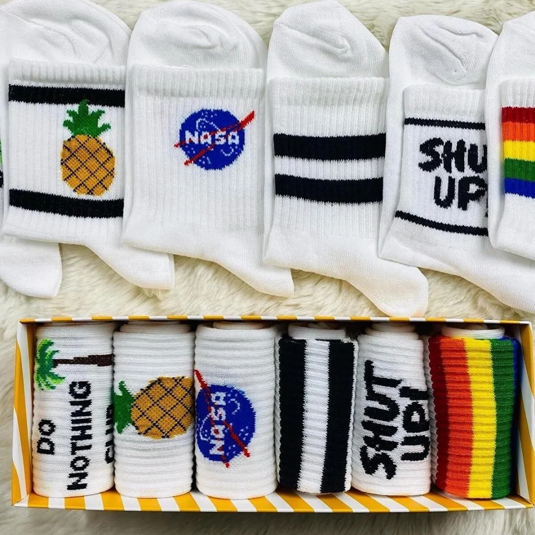 Street Socks 6 Pcs 80% Cotton, 17% Polyamide 3% Elastane Unisex Standard Organic Knitted Summer And Winter Sport Breathable