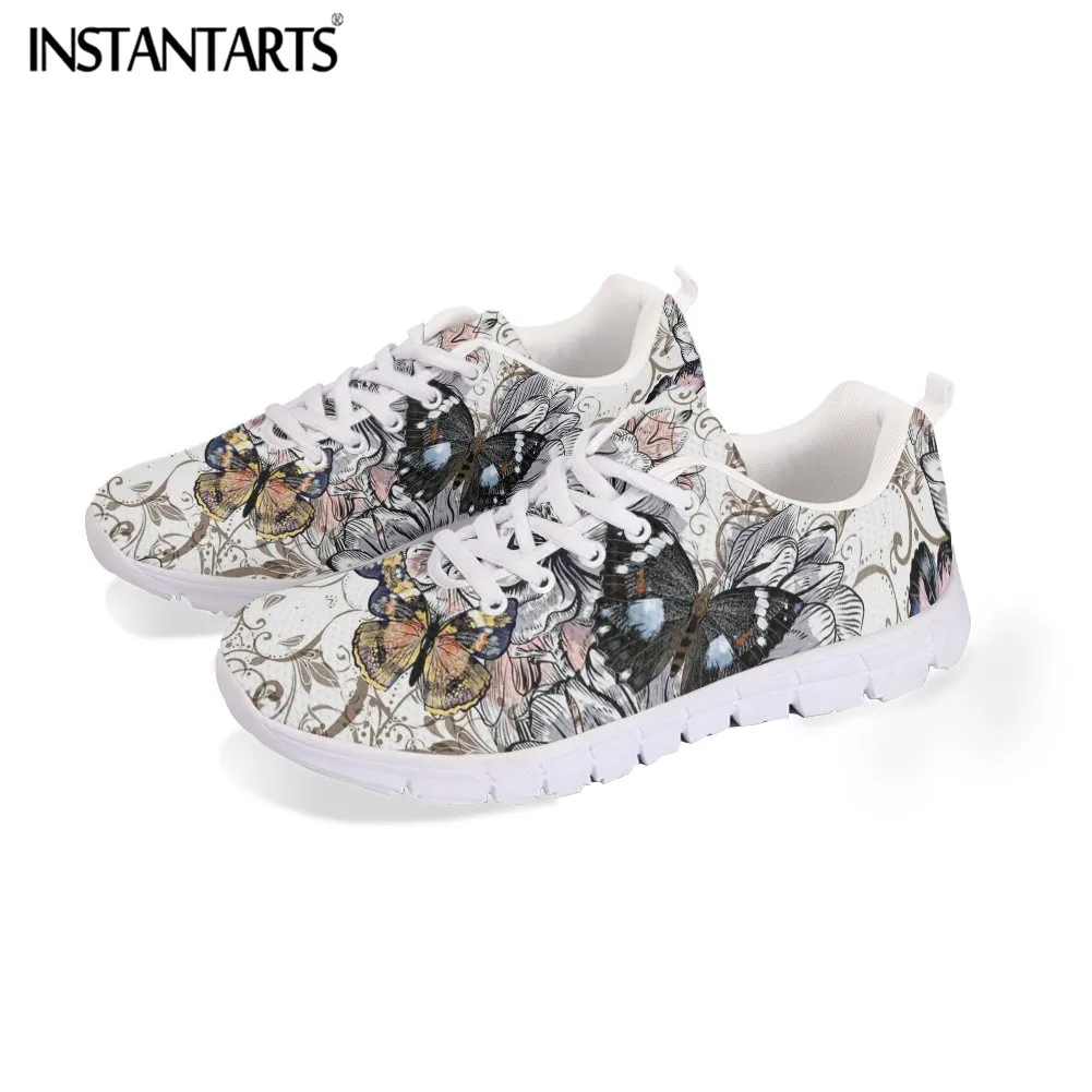 INSTANTARTS Women's Beautiful Butterfly Prints Sport Shoes Classical Popular Casual Lightweight Walking Sneaker for Young Ladies images - 6