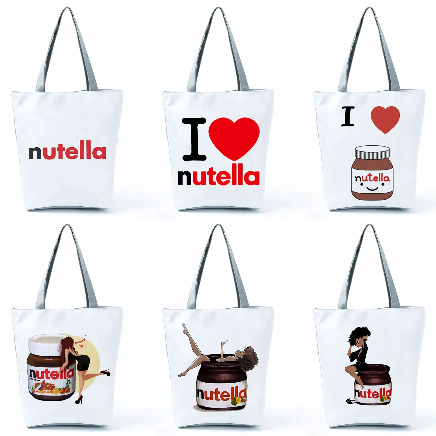 

Женская сумка-тоут Nutella в стиле Харадзюку, милые модные сумочки с графическим принтом, дорожные пляжные сумки на ремне в Корейском стиле, 2022