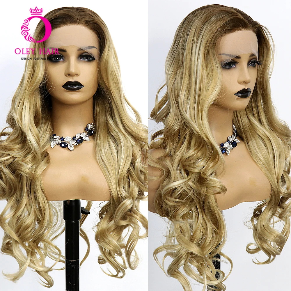 

Blonde Brown Color Synthetic Loose Wave 13x4 Lace Front Drag Queen Cosplay Wigs For Black Women Glueless Heat Resistant 180%