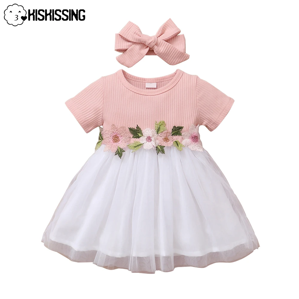 

KISKISSING Flower Girl Dress Summer Baby Clothes Elegant Tutu Fashion Infant Casual Pink Toddler Birthday Party Princess Dresses