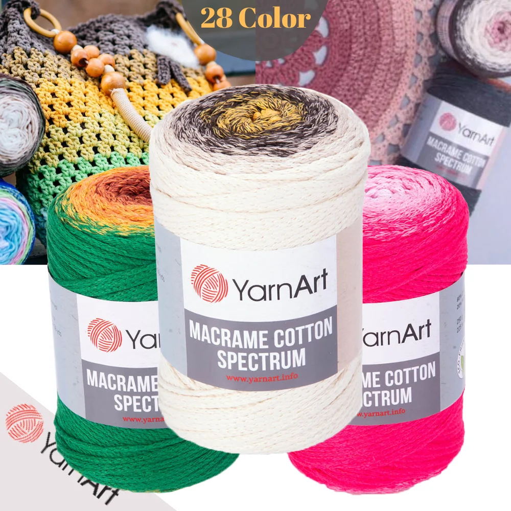 

Macrame Rope - 225 Meters - 250g - 28 Color - Polyester - YarnArt Macrame Cotton Spectrum - Patterned - Accessory Materials, Bag, Basket, Amigurumi, Thread, Cord, Wall Decoration, Placemat, Thread, Home Textile - DIY