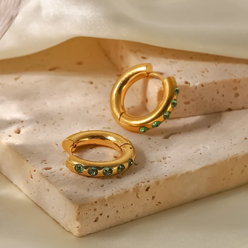 Uworld Изящные водонепроницаемые позолоченные серьги-кольца из нержавеющей стали 18