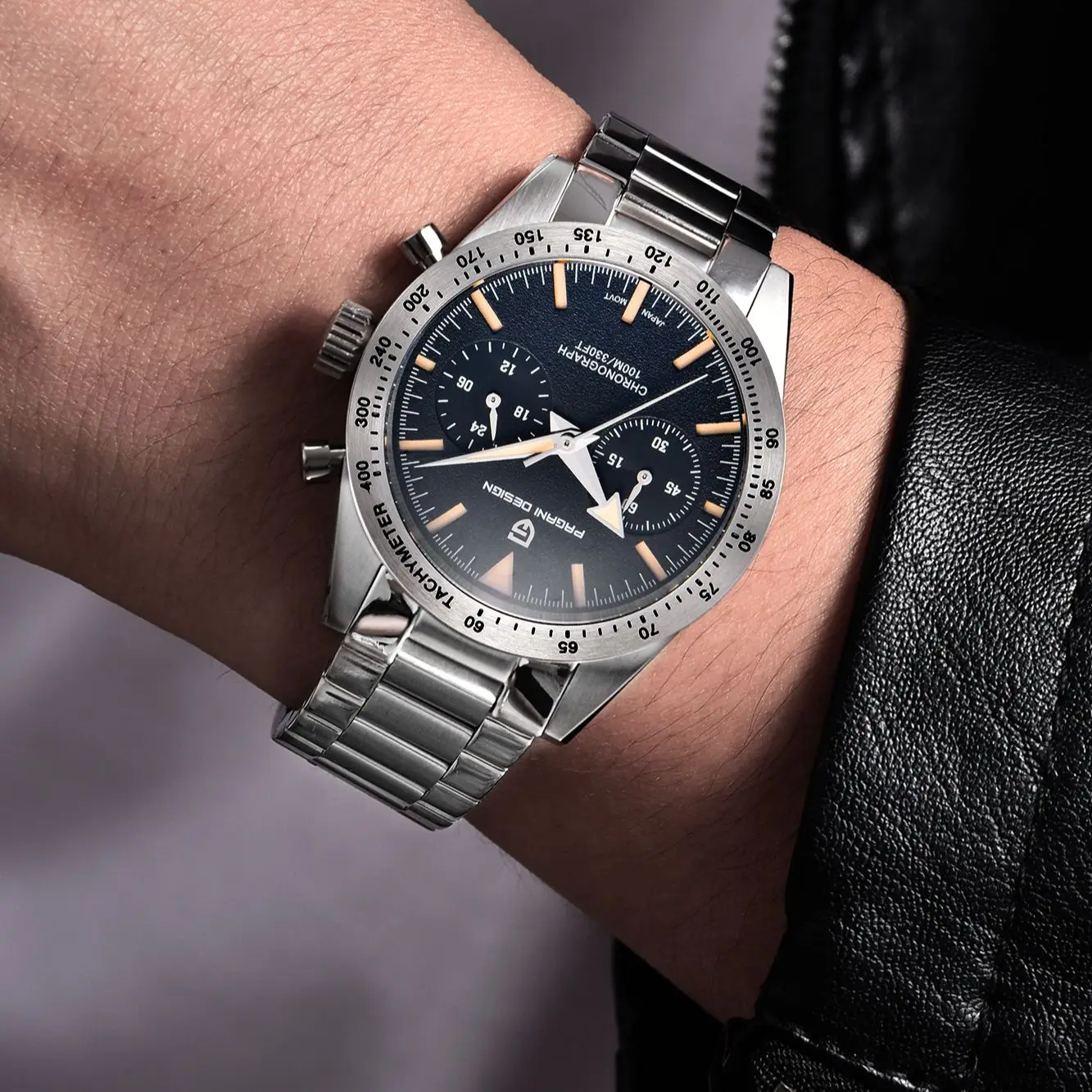 PAGANI DESIGN Moon Watch Wide Arrow 1957 Retro Luxury Quartz Watch For Men speed Chronograph Wristwatch VK64 AR Sapphire glass images - 6