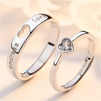 2pcs luxury zircon heart couple rings for women men forever endless love engagement wedding ring charm valentines day jewelry