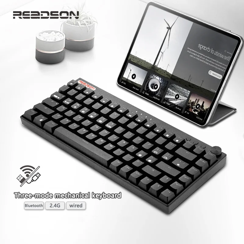 

Bluetooth Беспроводная игровая механическая клавиатура Readson Plus, 84 клавиши, три режима, 2,4 ГГц, аккумулятор 1800 мАч, переключатели MX Outemu