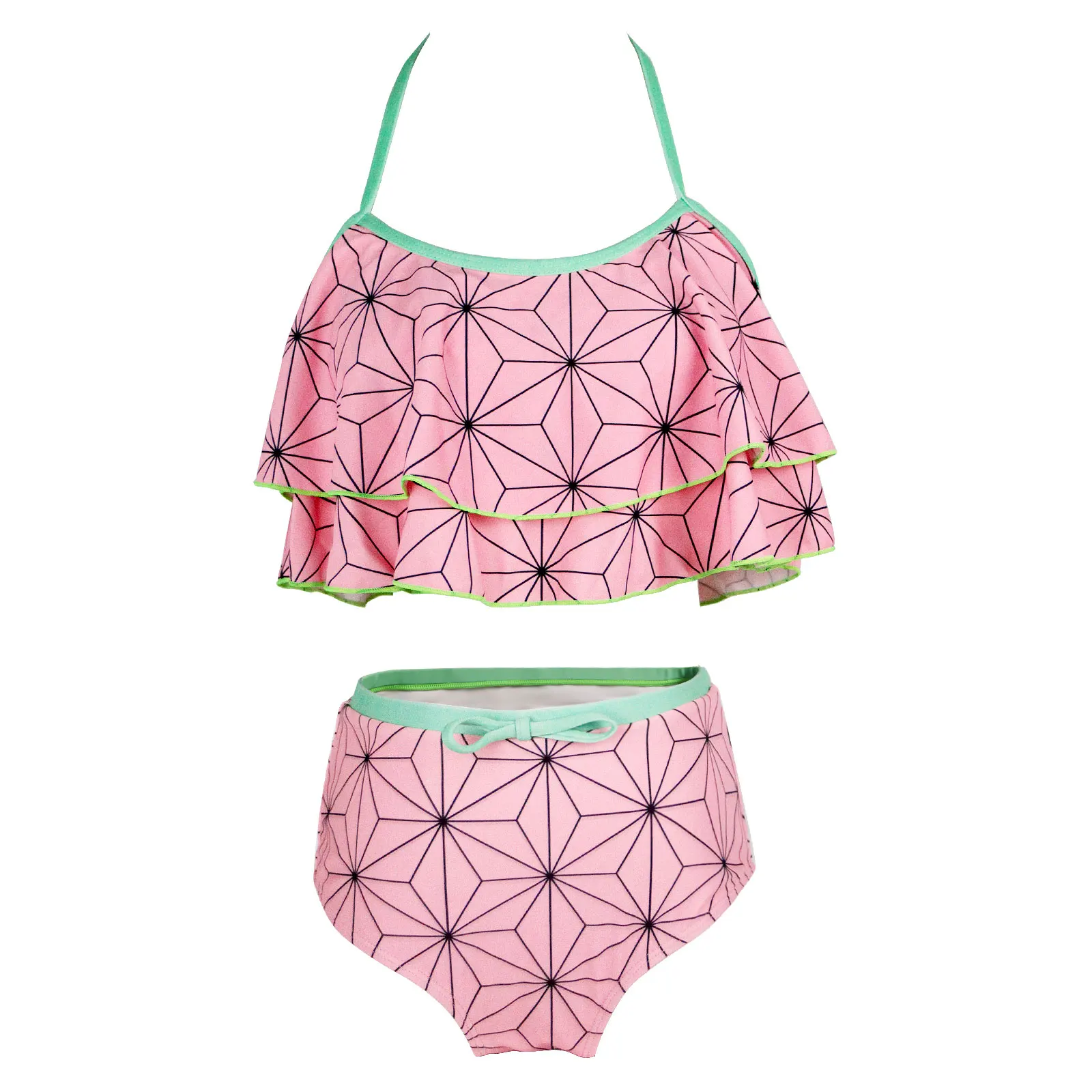 

WomenDemon Slayer Kamado Nezuko Swimsuit Bikini Cosplay Two Piece Halter Anime Bathing Suit Wholesale Dropshipping