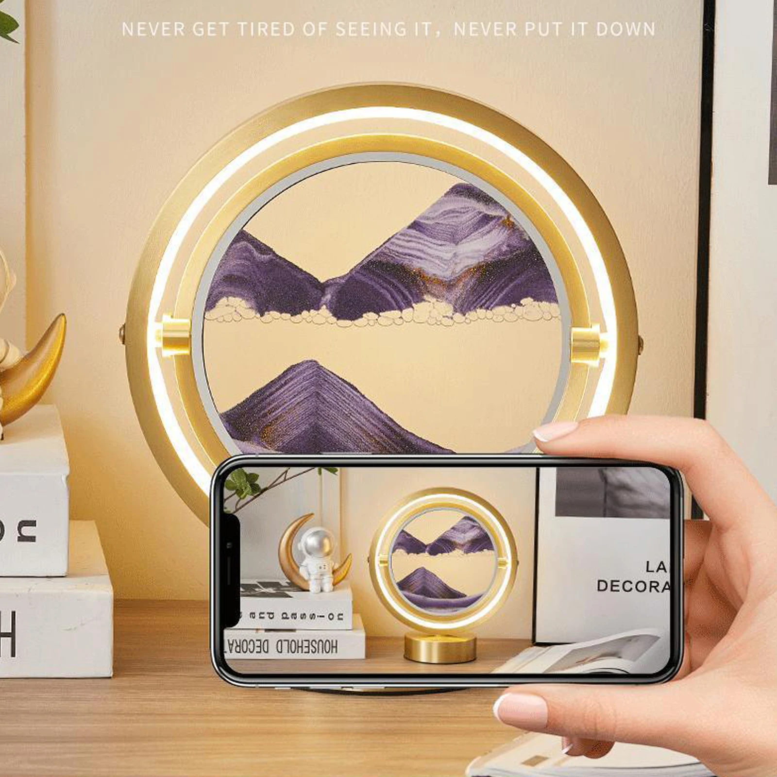 Сенсорная лампа Auraglow LED Sandscape Touch - Искусство движущегося песка Circle Light