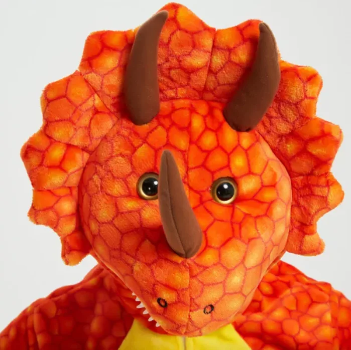 Family Kigurumi Pajamas Orange Triceratops Animal Onesie Cosplay Costume Pajamas For Kids and Adults With Slippers